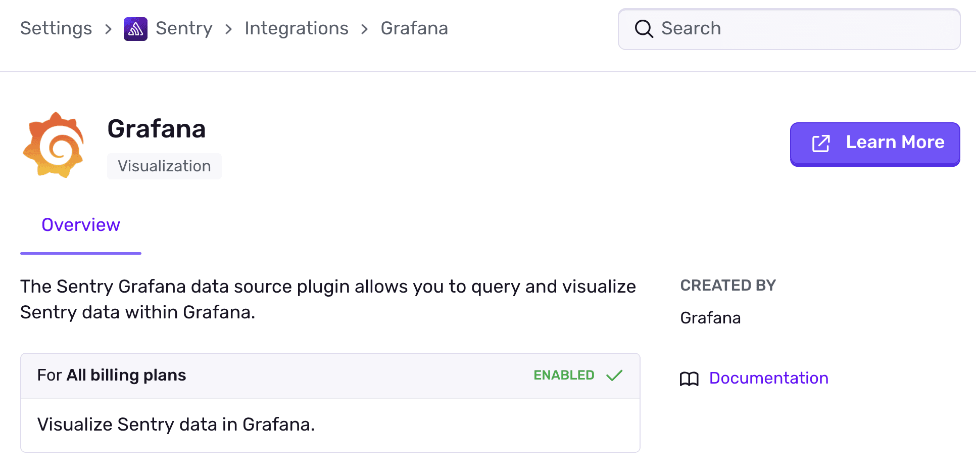 Grafana integration directory listing