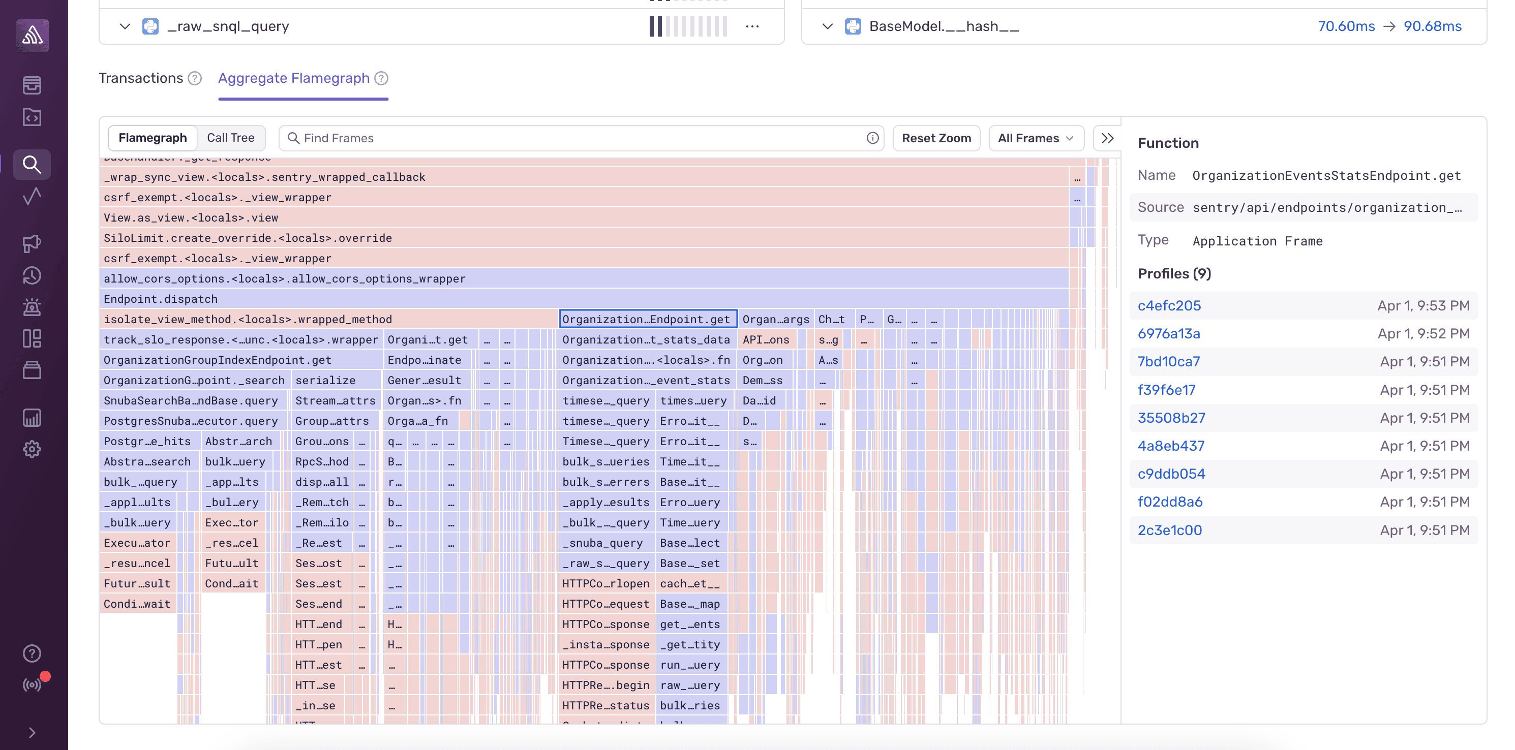Aggregate Flamegraph tab on the Profiling page
